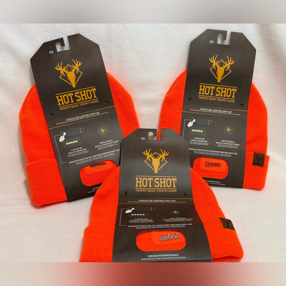 Hot Shot Set of 3 L16-670 Mens Bolt 100% Acrylic Knit Stretch 2-Ply Lighted Knit